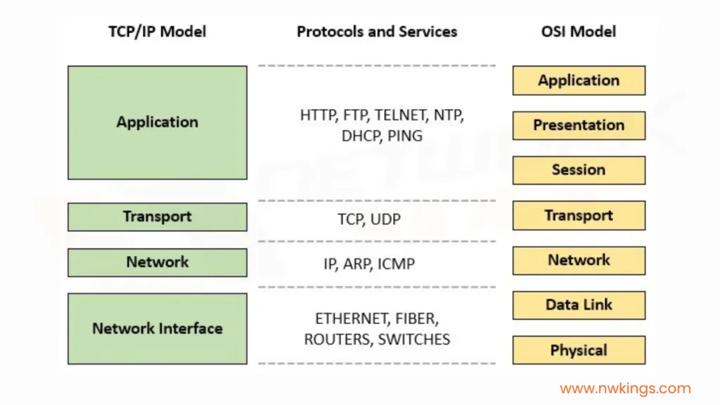TCP/IP model and the OSI model