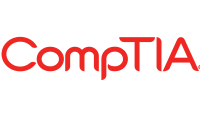 The comptia logo on a green background.