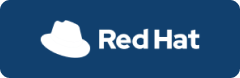 The red hat logo on a blue background.