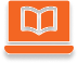 An orange book icon on a black background.