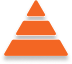 An orange triangle with a black background.