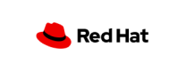 A red hat logo on a white background.