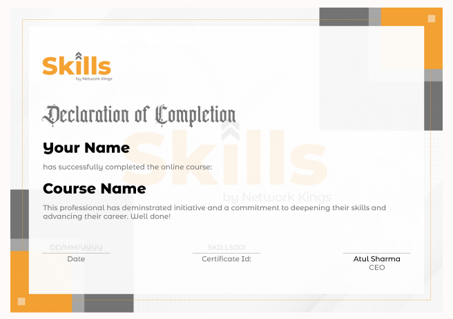 A certificate of completion for a training course.