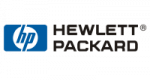 Hewlett-packard logo on a green background.