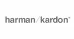 Harman kardon logo on a green background.